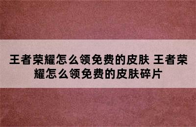 王者荣耀怎么领免费的皮肤 王者荣耀怎么领免费的皮肤碎片